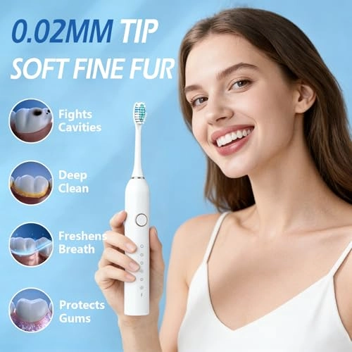 Sonic Electric Toothbrush - 3 Intensity Levels 5 Modes 40000 VPM