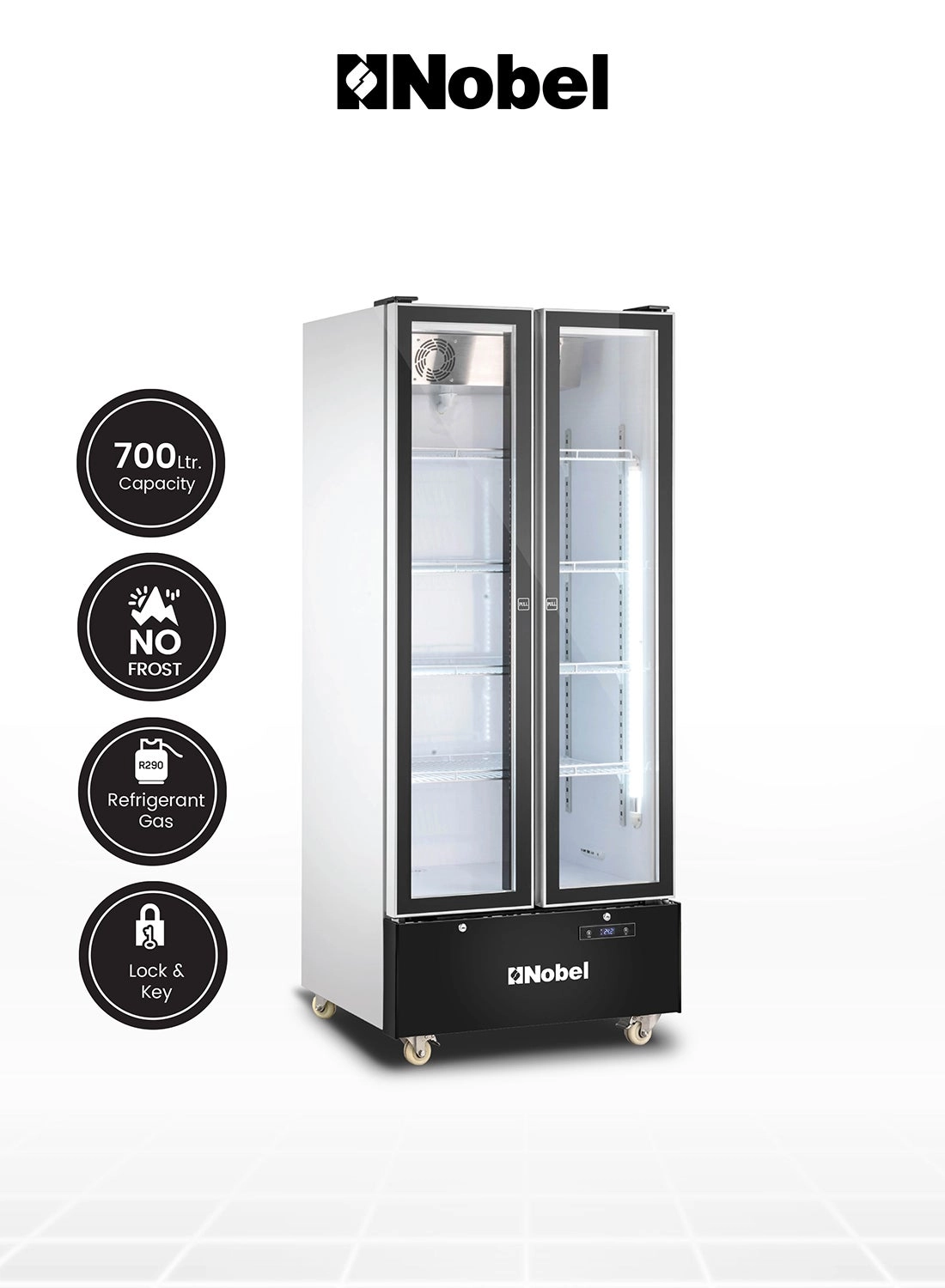 Nobel Double Door Upright Chiller - 560L 0°C-10°C