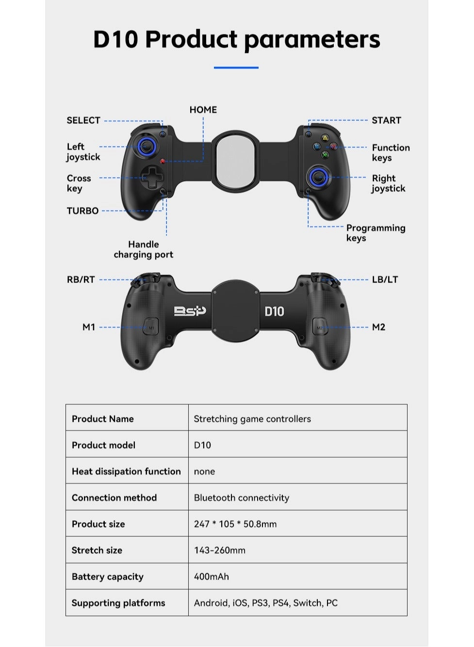 PS4 Android iOS Switch Xbox D10 (Black)