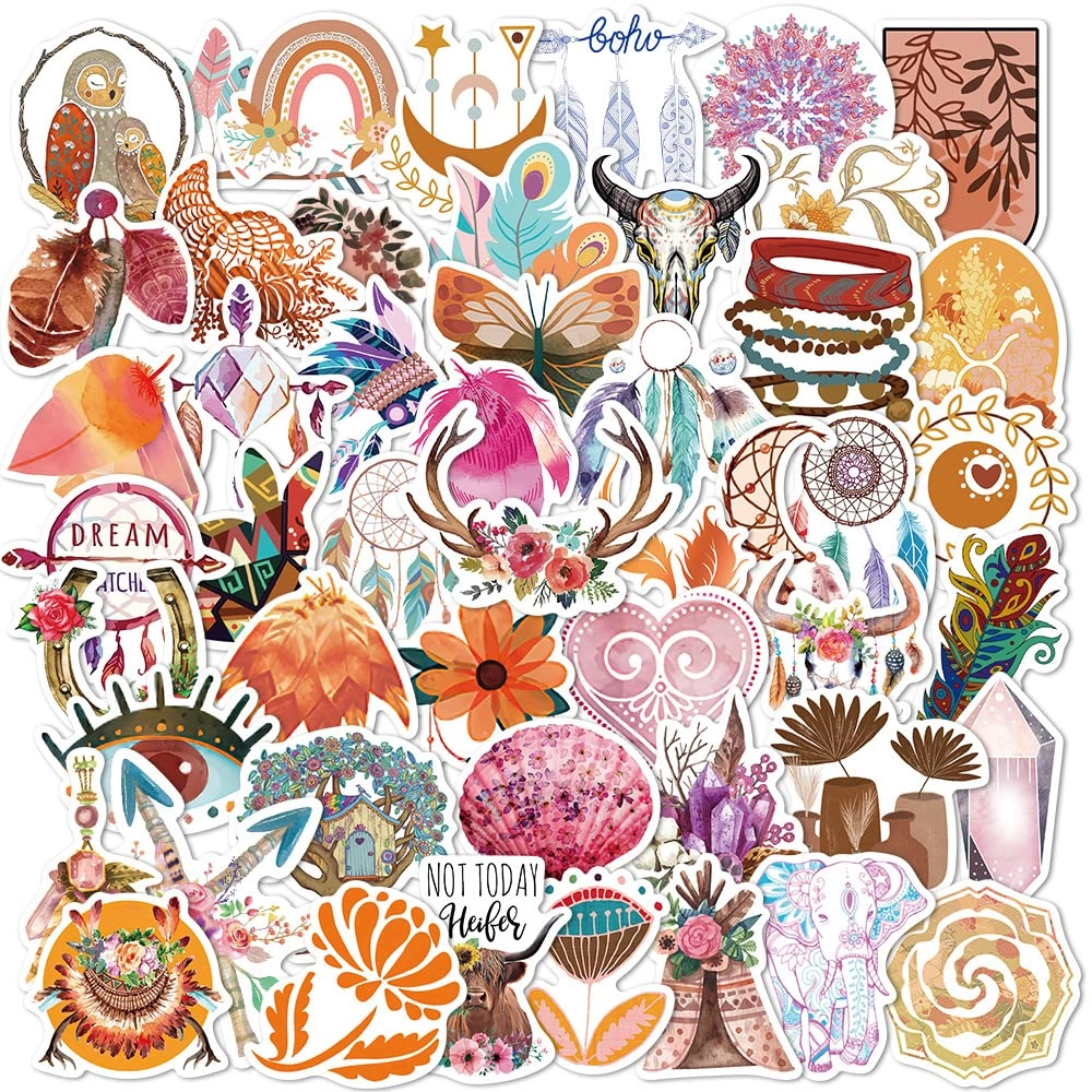 focri Bohemian Sticker Book Vinyl Waterproof 100 pcs