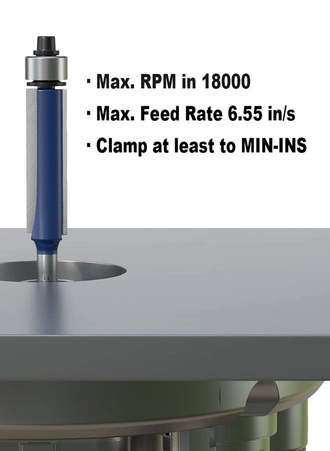 Flush Trim Router Bits - 1/4\", 5/16\", 3/8\", 1/2\" Diameter 1/4 Inch Shank 4Pcs