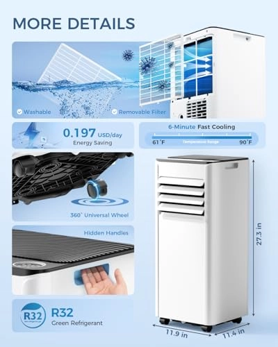 PAC002-8K - 8000 BTU 350 Sq.Ft 3-in-1