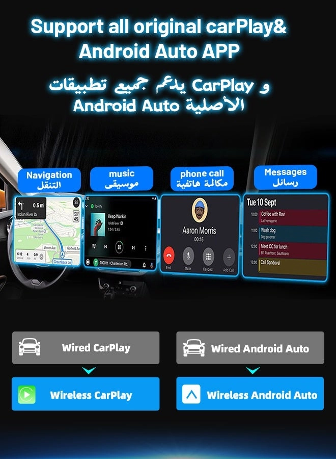 Wireless CarPlay Adapter - 2-in-1 Plug and Play