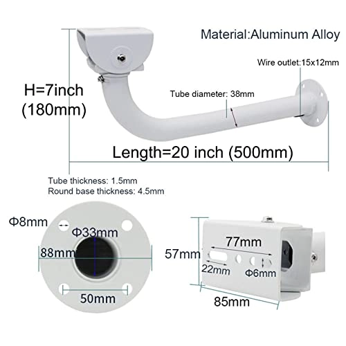L-shaped duckbill wall bracket - 500mm 38mm Aluminum