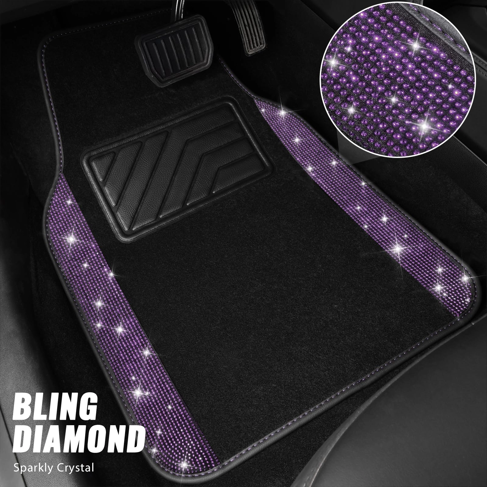 Bling Diamond Car Mats - 4.0 Count Universal Fit