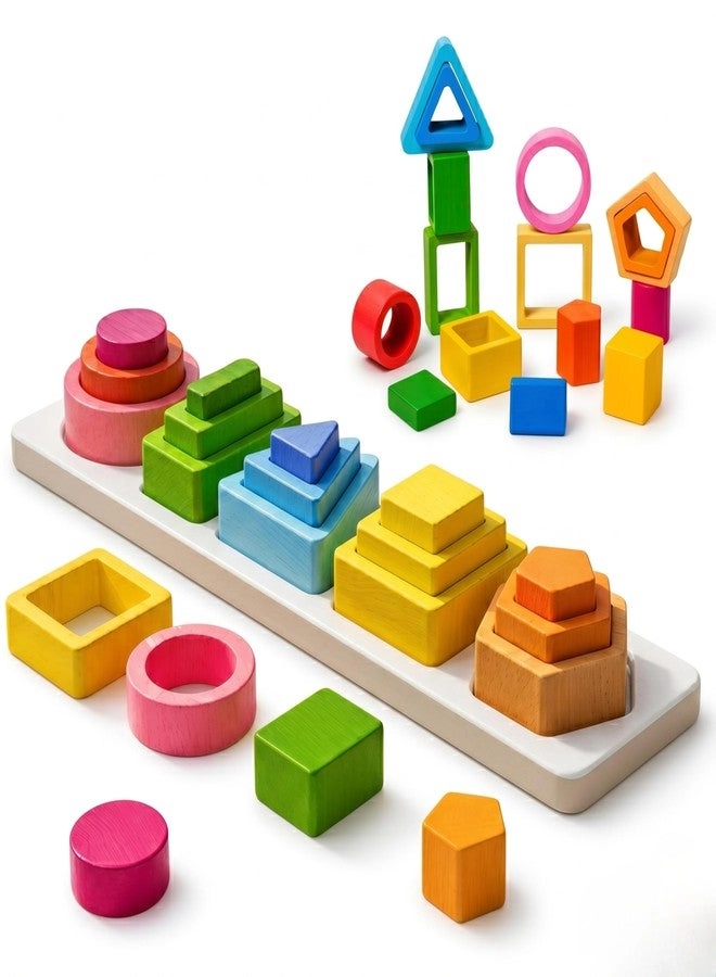 THANU TOYS 5 in 1 Wooden Shape Sorter - 1–3 Years
