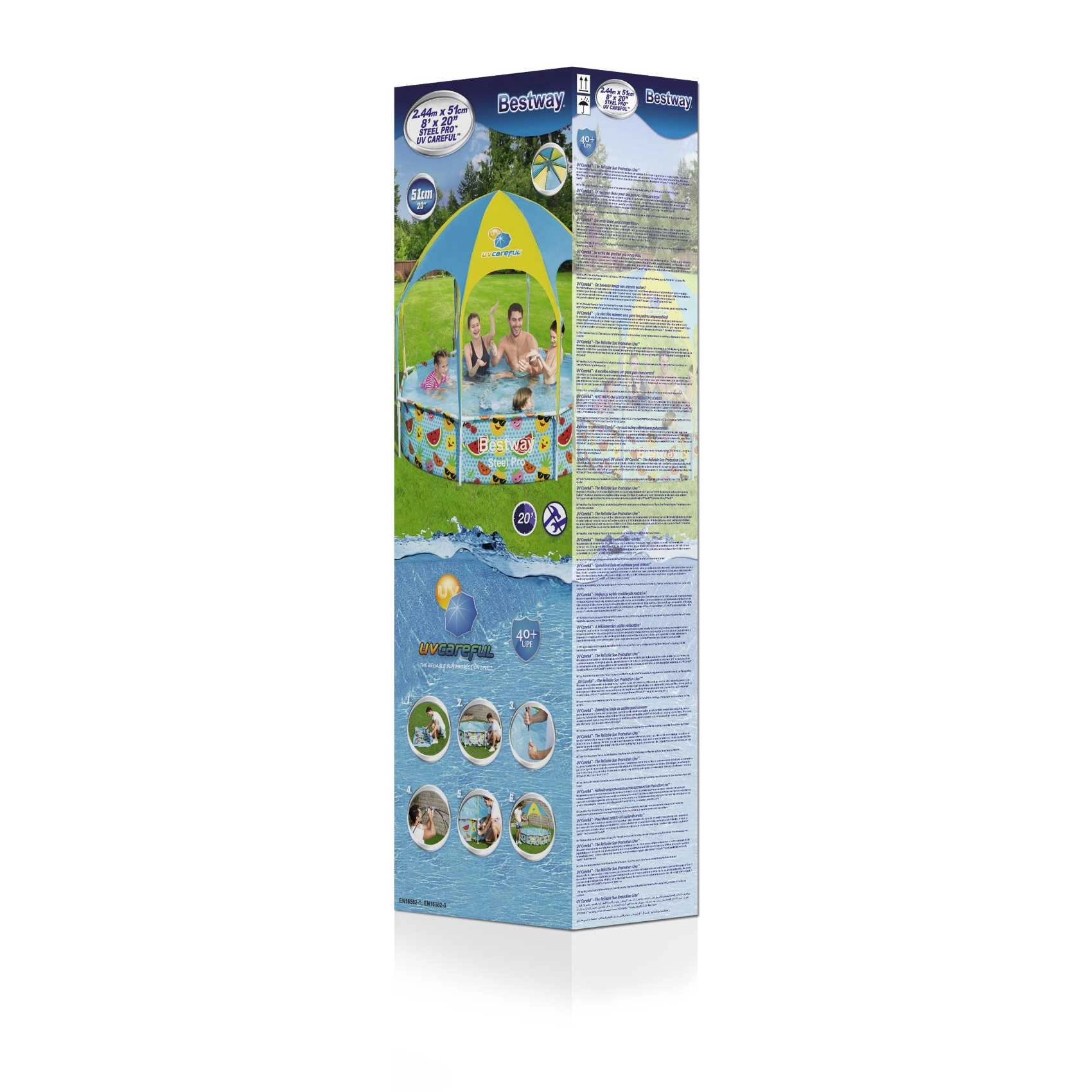 Steel Pro Splash and Shade Pool - 244x244x51cm Multicolour