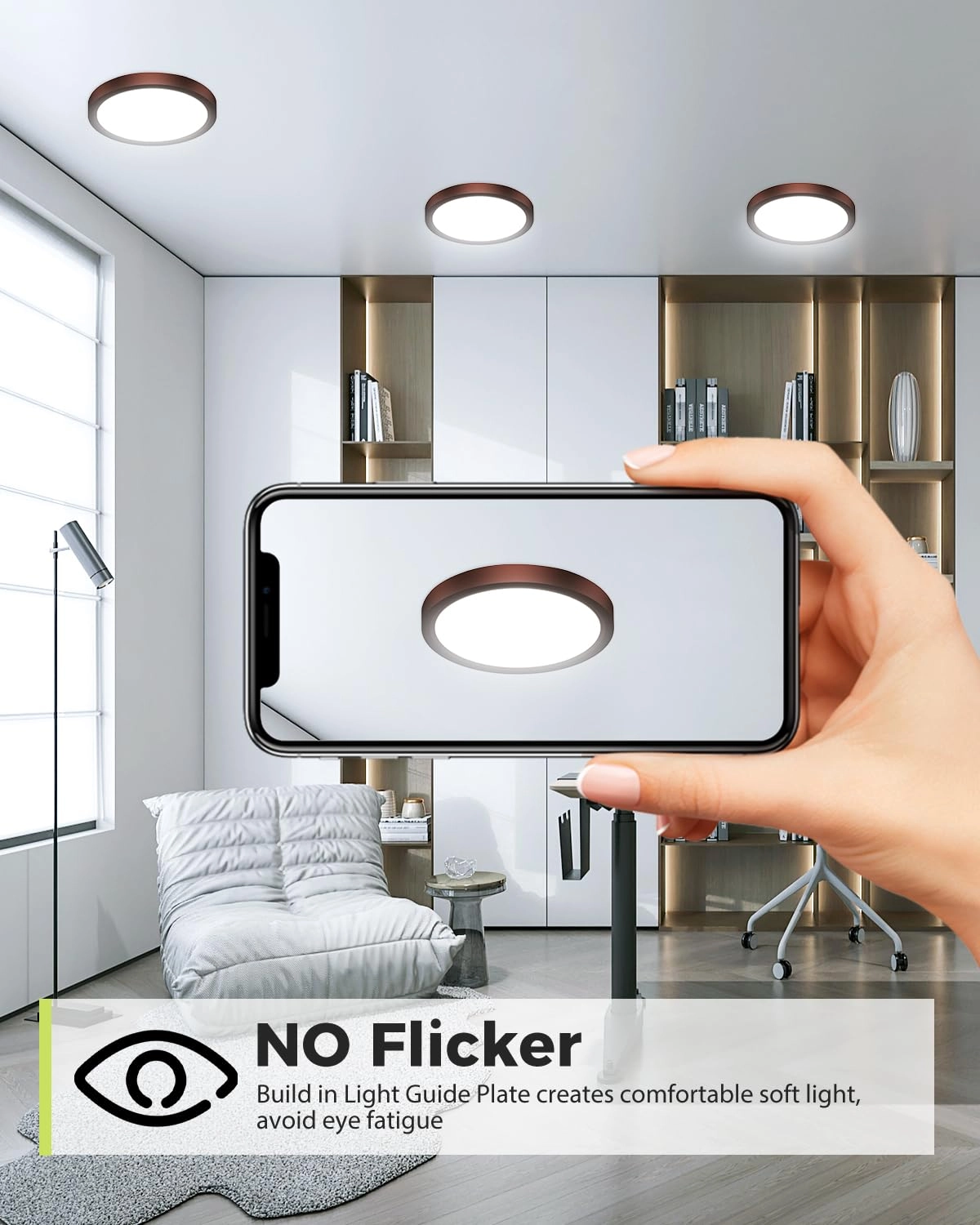 Flush Mount LED Ceiling Light - 3000K 4500K 6000K Dimmable