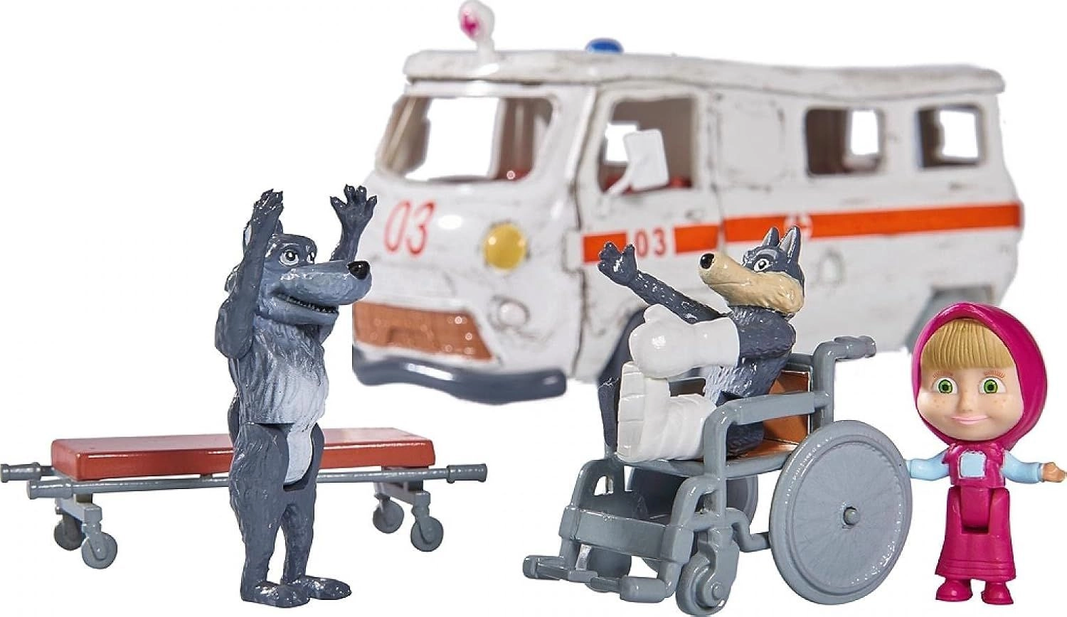 Masha Ambulance Play Set - 20 cm 3 articulated figures Ages 3+
