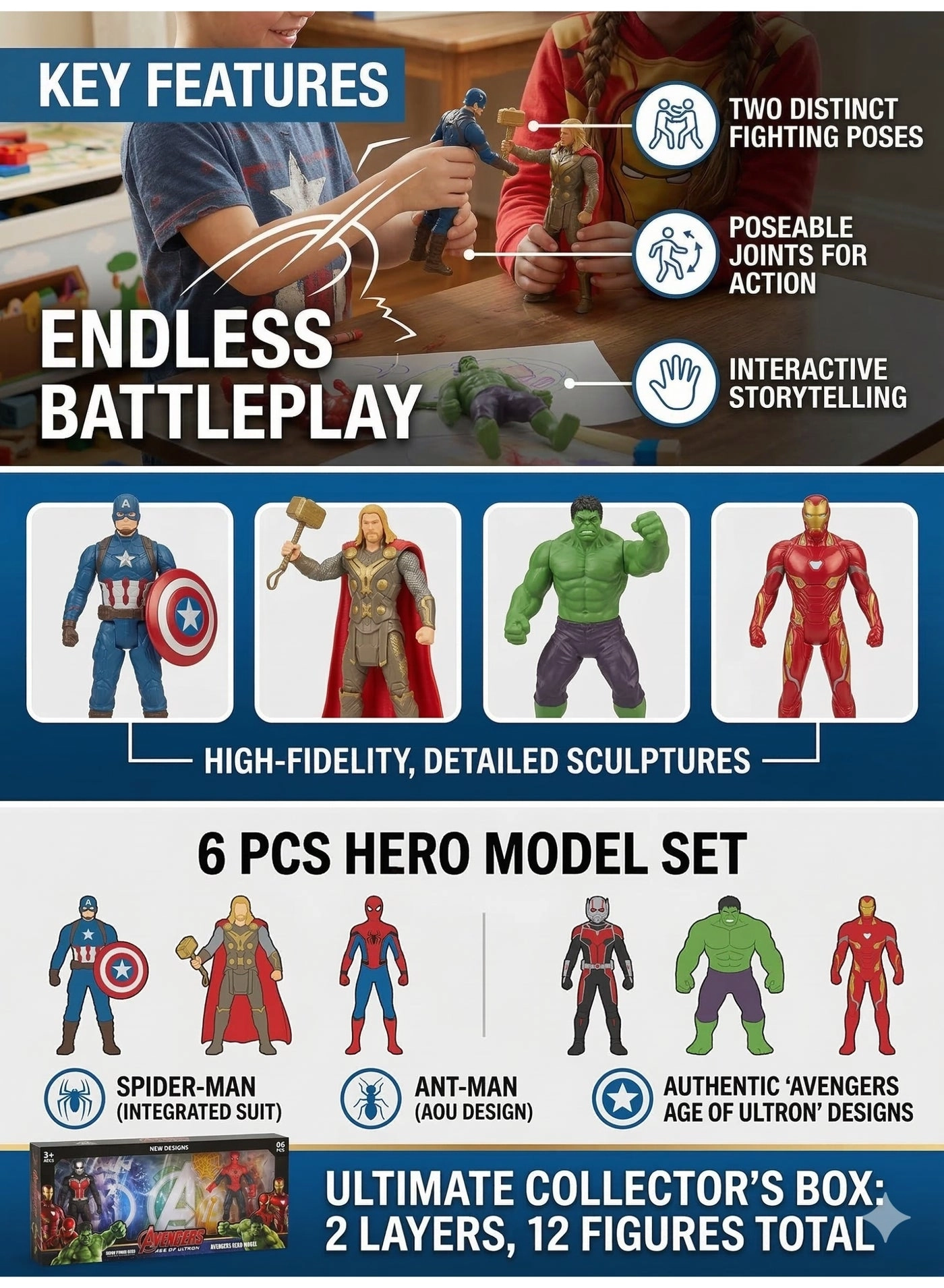 Captain America + Iron Man + Spider-Man + Hulk + Thor + Ant-Man - Avengers - 3+ Years 6 piece(s)