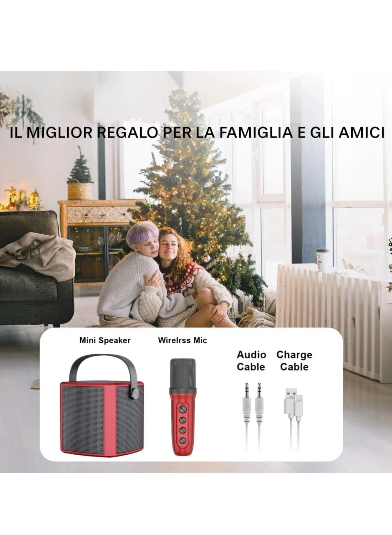 Portable Bluetooth Karaoke Speaker - Rechargeable wireless microphone Type-C charging TF Card support