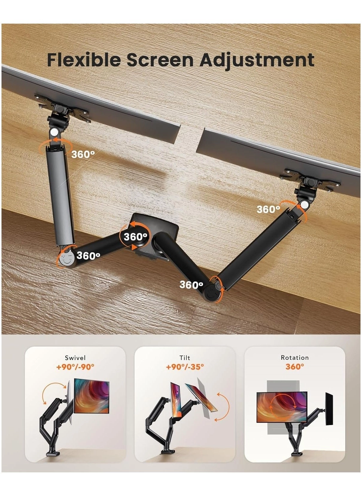 Dual Monitor Stand - 32 Inches 75x75/100x100mm
