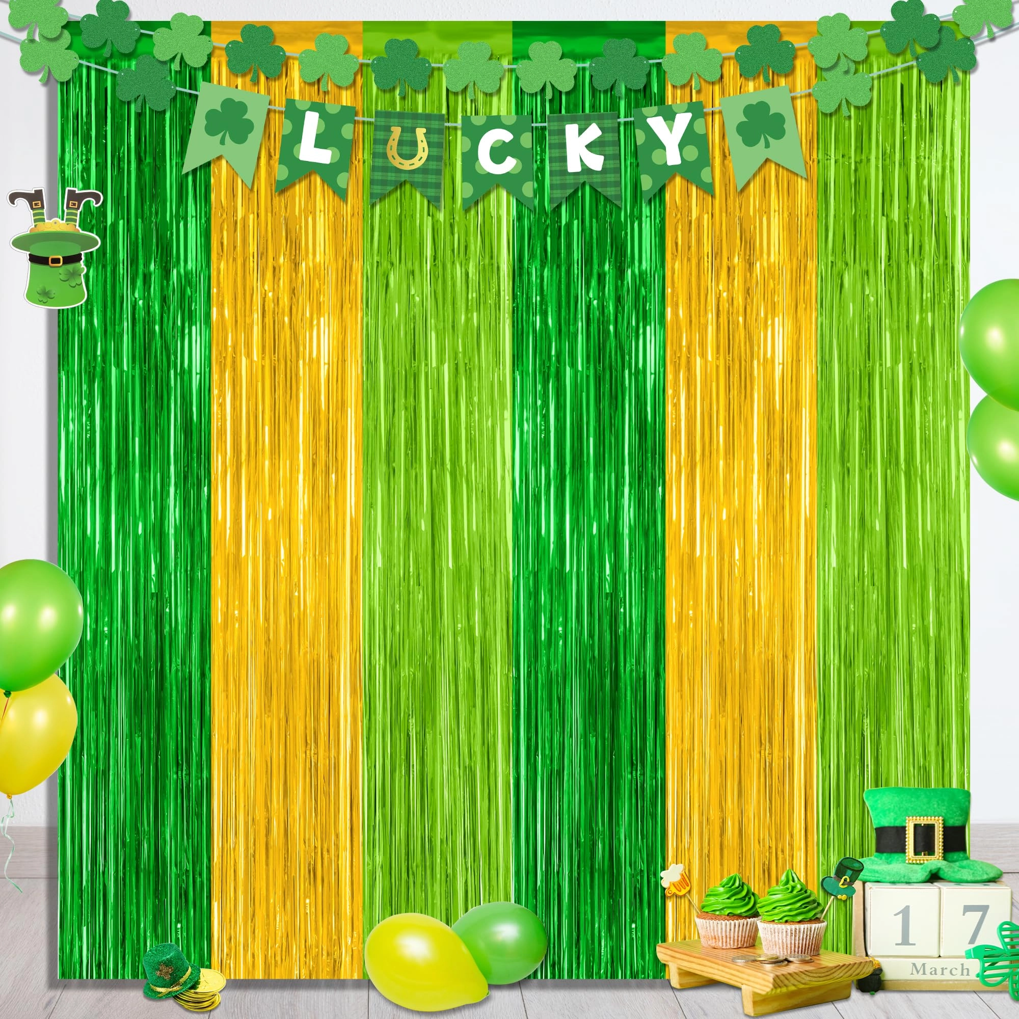 zataye FoilCurtain-Goldgreen - 2 Pack St Patrick