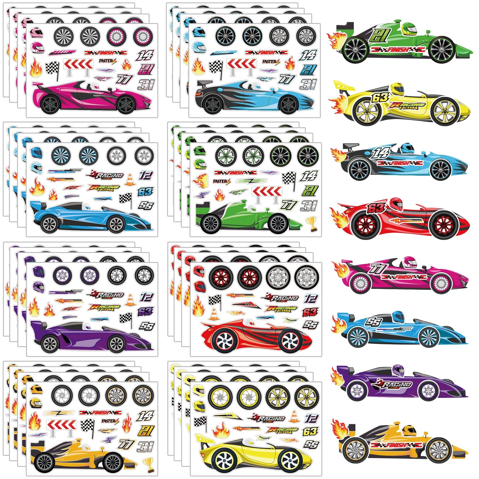Hxezoc Make Your Own Car Activity Sticker Book 32 pcs