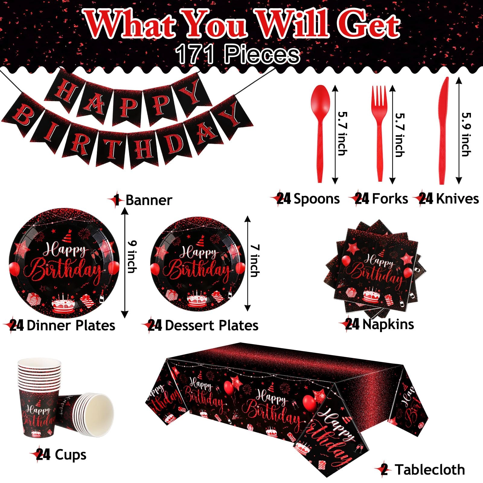 171 Pcs Happy Birthday Party Supplies