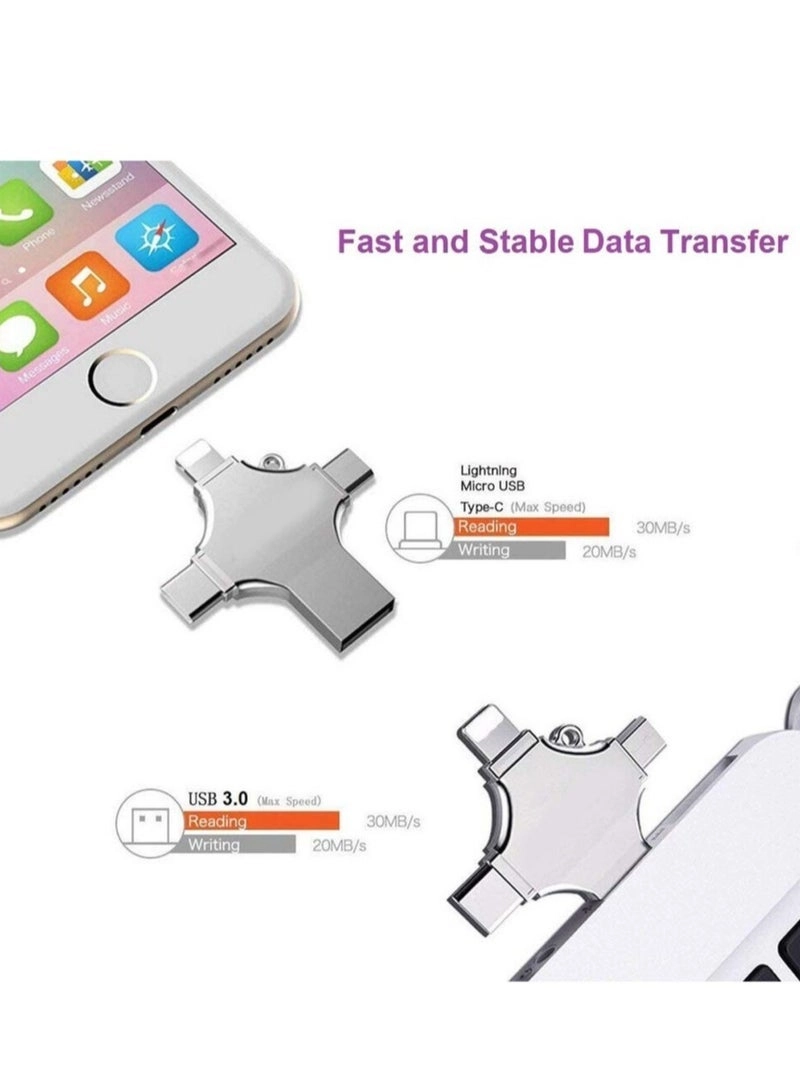 4 In 1 Multi-function OTG USB Flash Drive - USB 3.0 Type-C 128GB