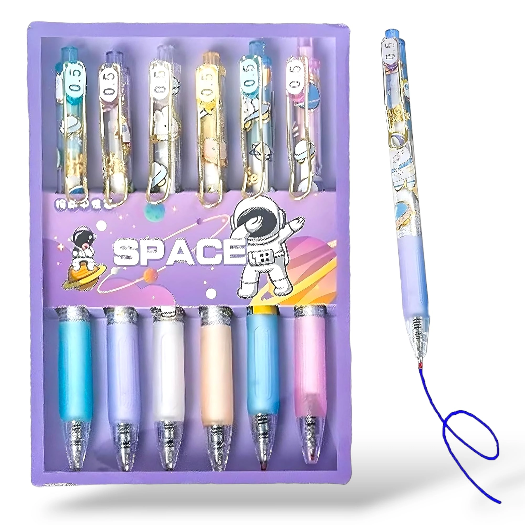 Retractable Gel Pen - Set of 6 0.5mm