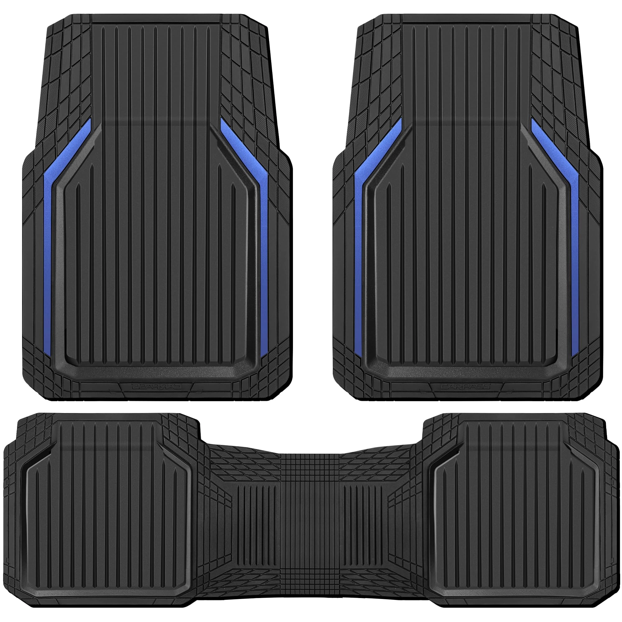 Heavy Duty Rubber Floor Mats - Universal Fit 3pcs Black Purple