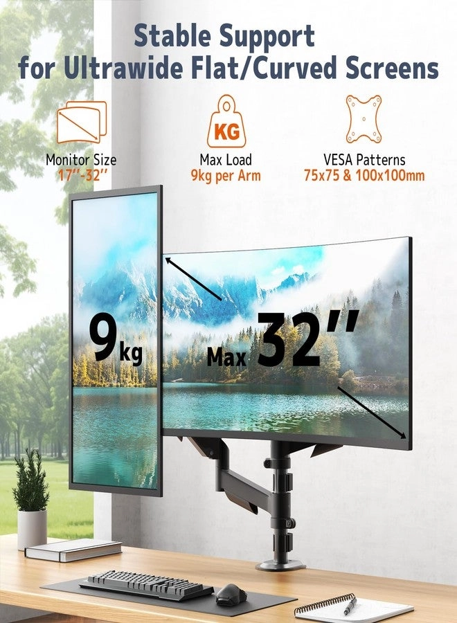 Monitor Wall Mount Dual - 24 inch to 38 inch 75 x 75 mm, 100 x 100 mm