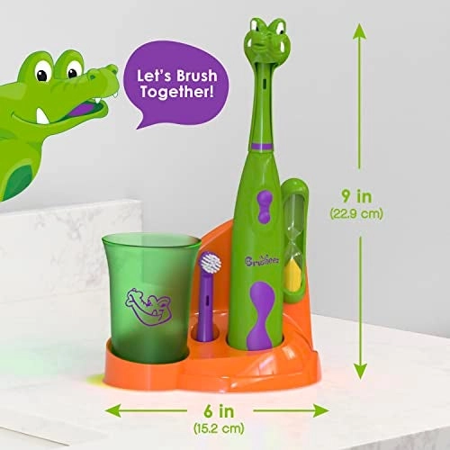 Kids’ Electric Toothbrush Set - Ages 3+ 2 Brush Heads 2-Minute Timer