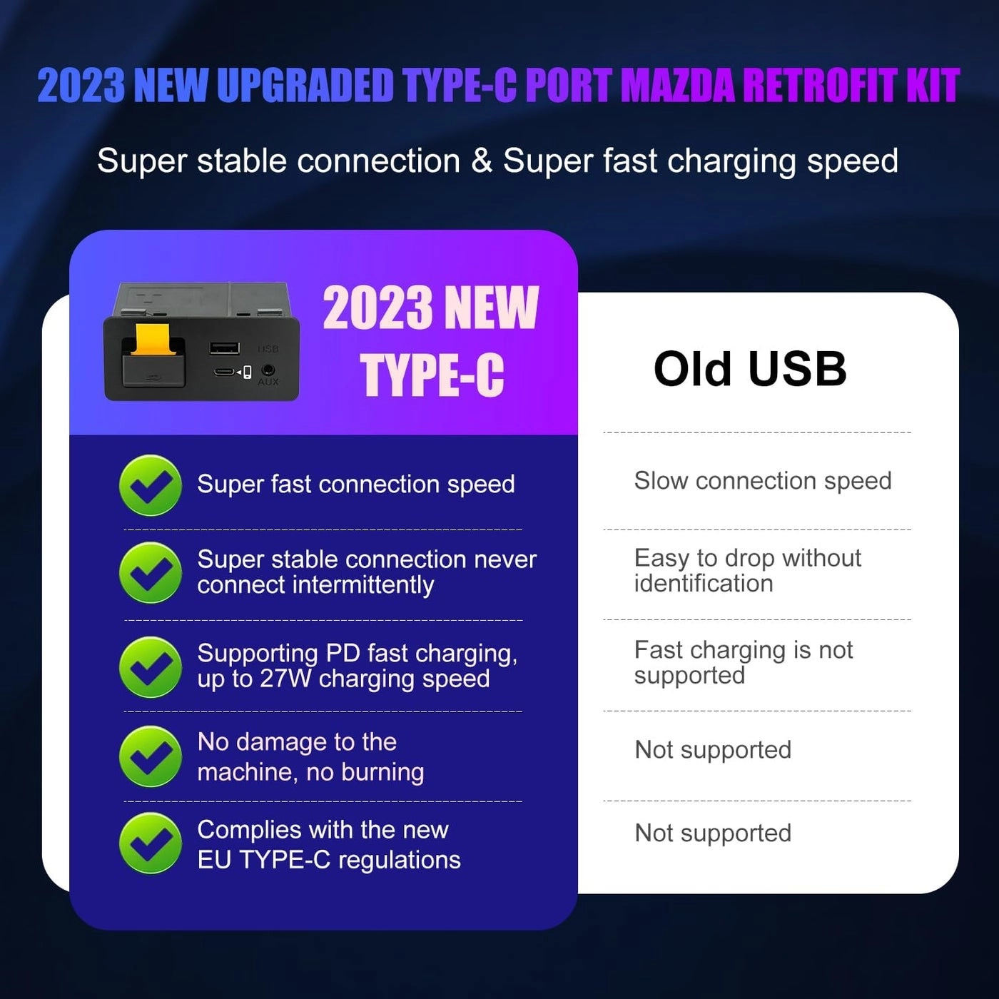 Type-C Mazda Apple CarPlay & Android Auto HUB OEM USB Retrofit Kit - Type-C MZD CONNECT