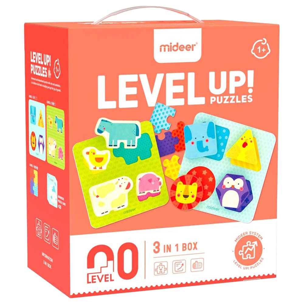 MIDEER 3-in-1 Level Up Puzzles Friendly Animals