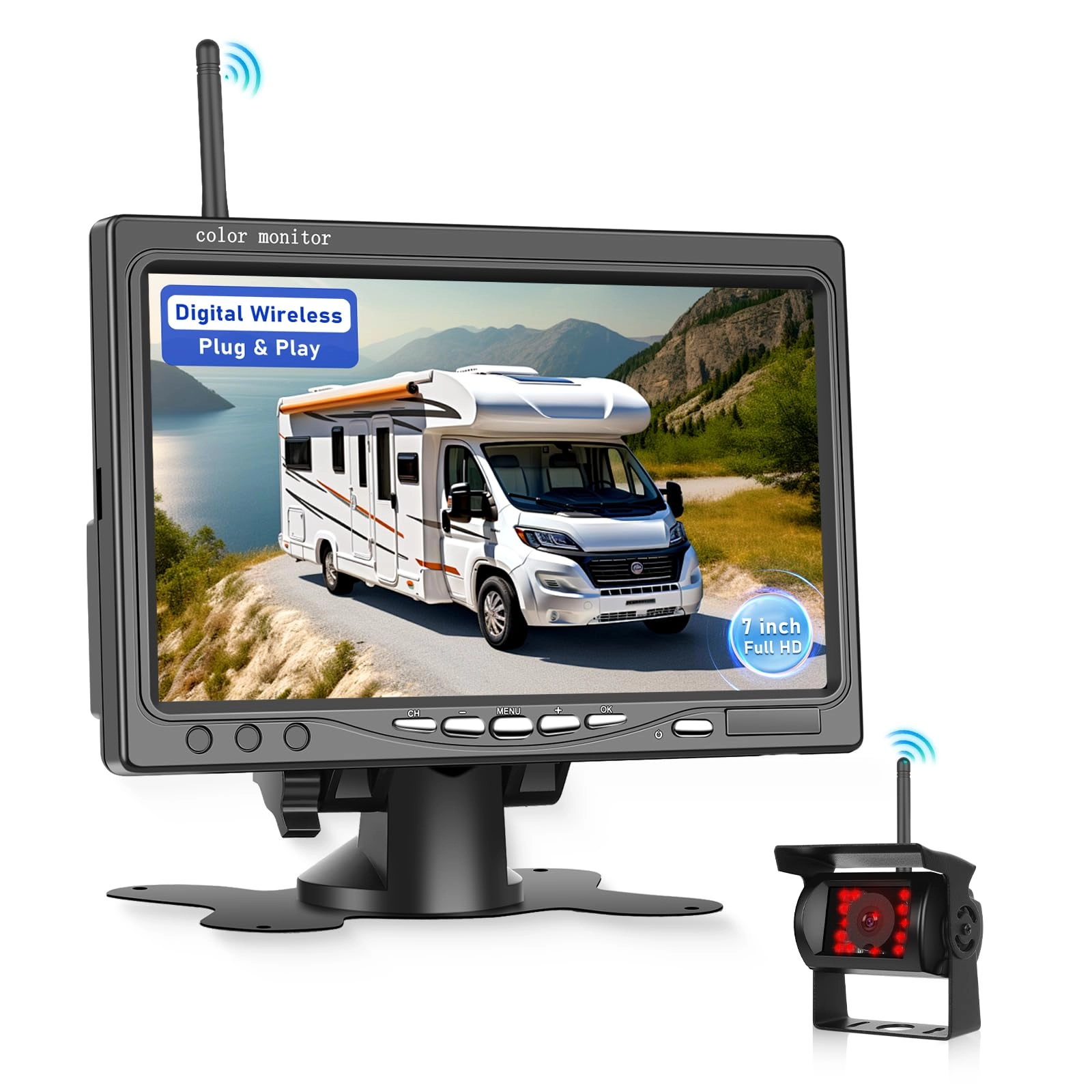 Wireless Backup Camera + IPS Display - IR Night Vision Wireless 1080P