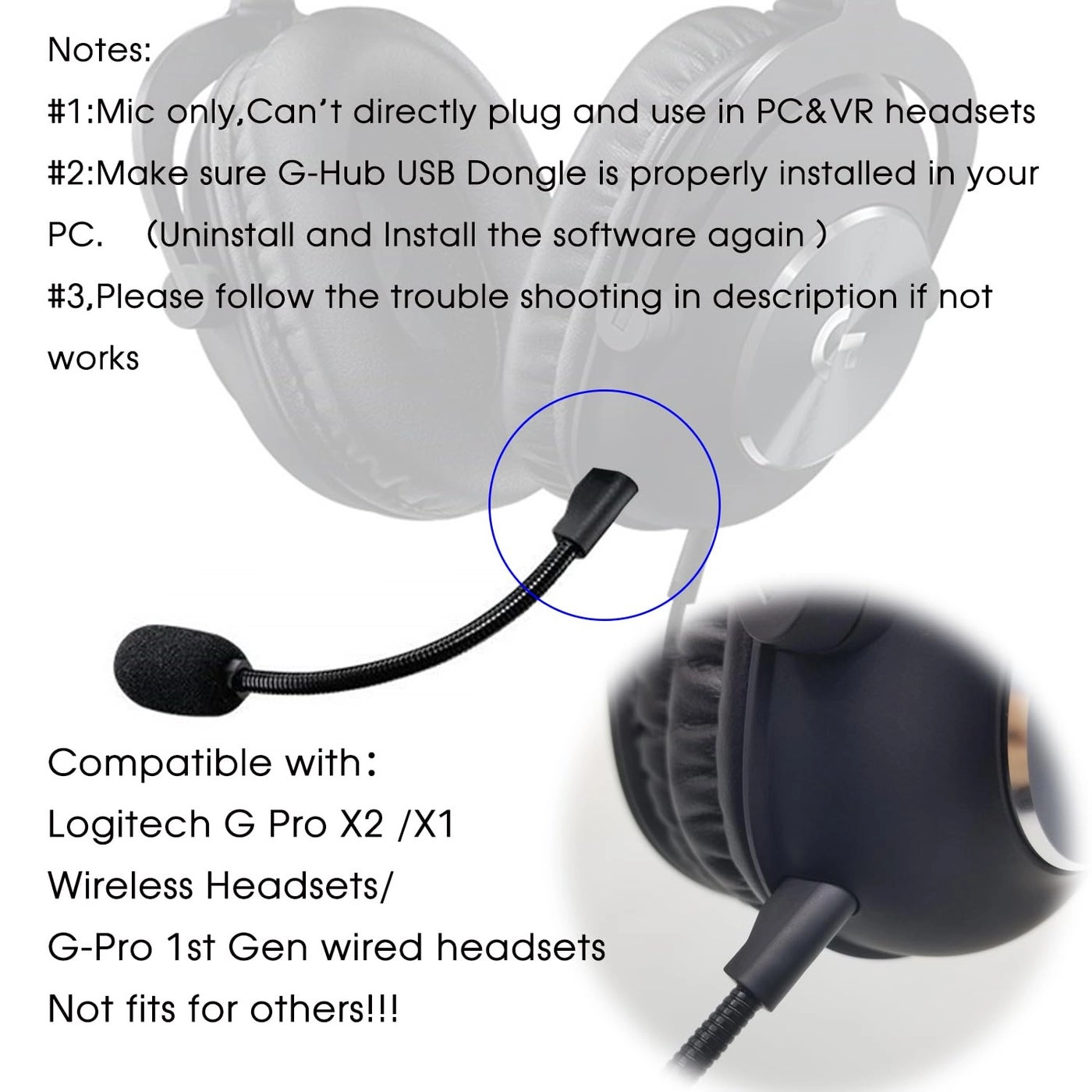 Replacement Game Mic 3.5mm-Mini-Jack Microphone