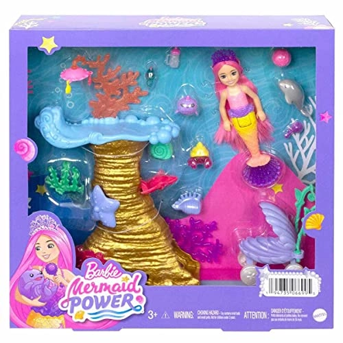 Chelsea Mermaid Doll and Playset - Plastic Pink Hair Ages 3+
