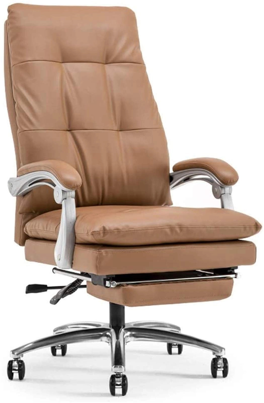 Desk Chair - PU Leather Brown High Back