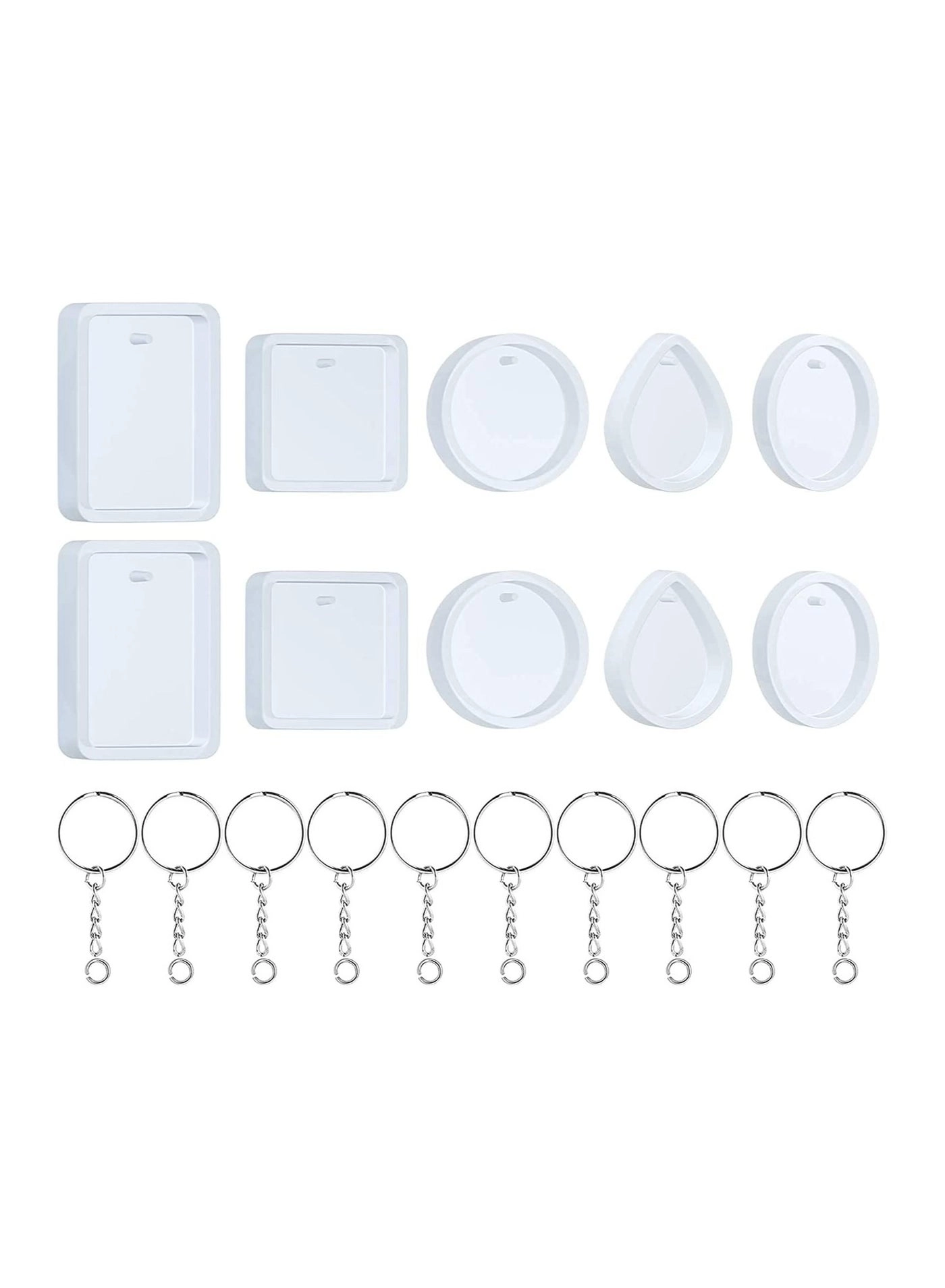 Silicone Resin Molds - 20 Pcs with Keychain Rings