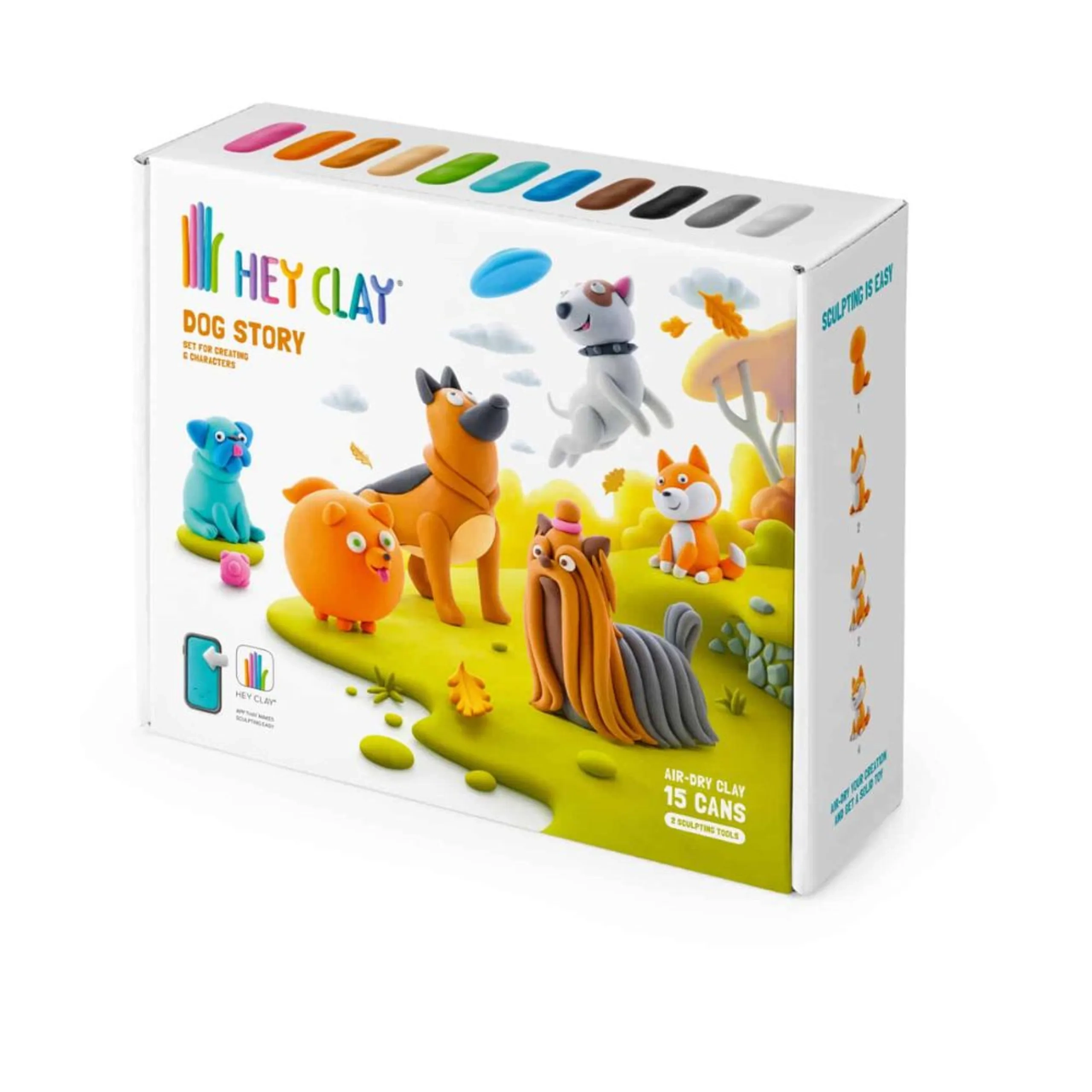 Dog Story Modelling Air Dry Clay Kit - 540g 15pcs.