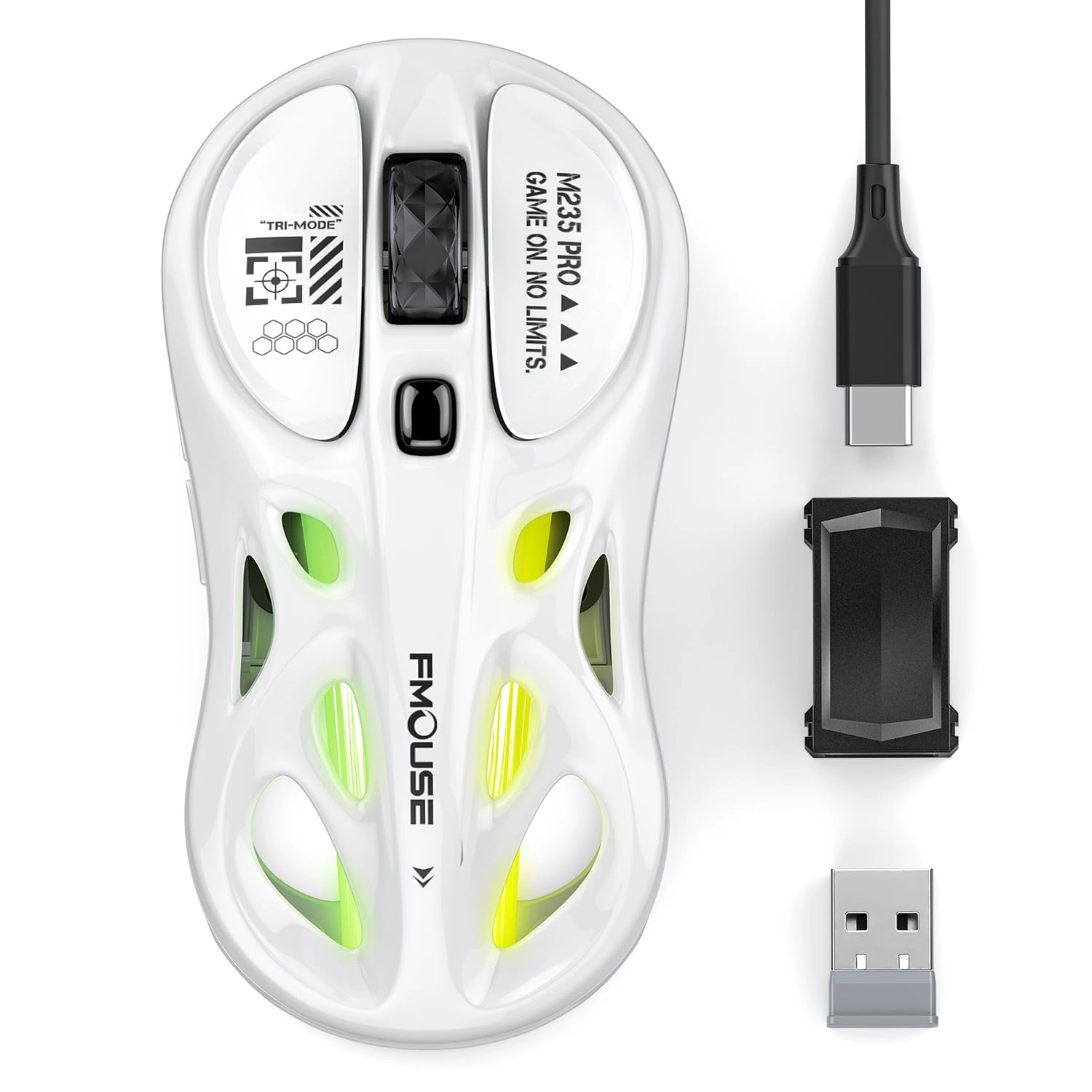 FMOUSE Tri-Mode Wireless Mouse - 2.4GHz USB / Dual Bluetooth / Wired