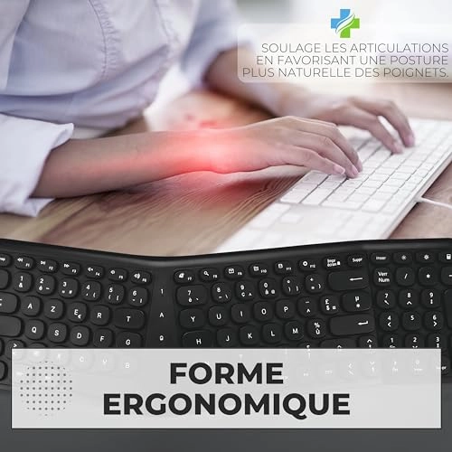 Ergonomic Wireless Keyboard - FR Wired/Wireless