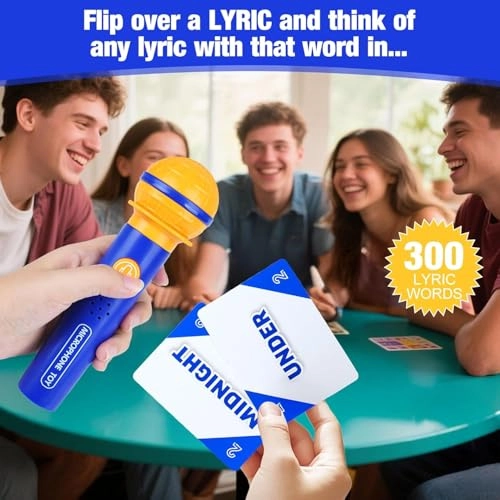 Real Mic Karaoke Party Game - Ages 8+ 130 word cards
