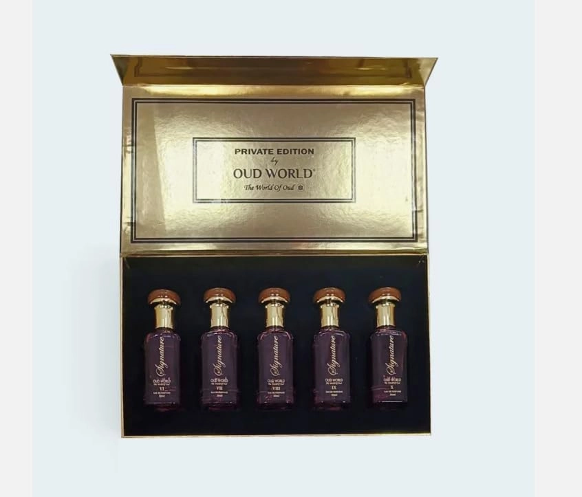 OUD WORLD Mahar + Elixier Brown + Sheikh Al Oud + Bakhoor Box + Attar - Eau de Parfum 50 ml