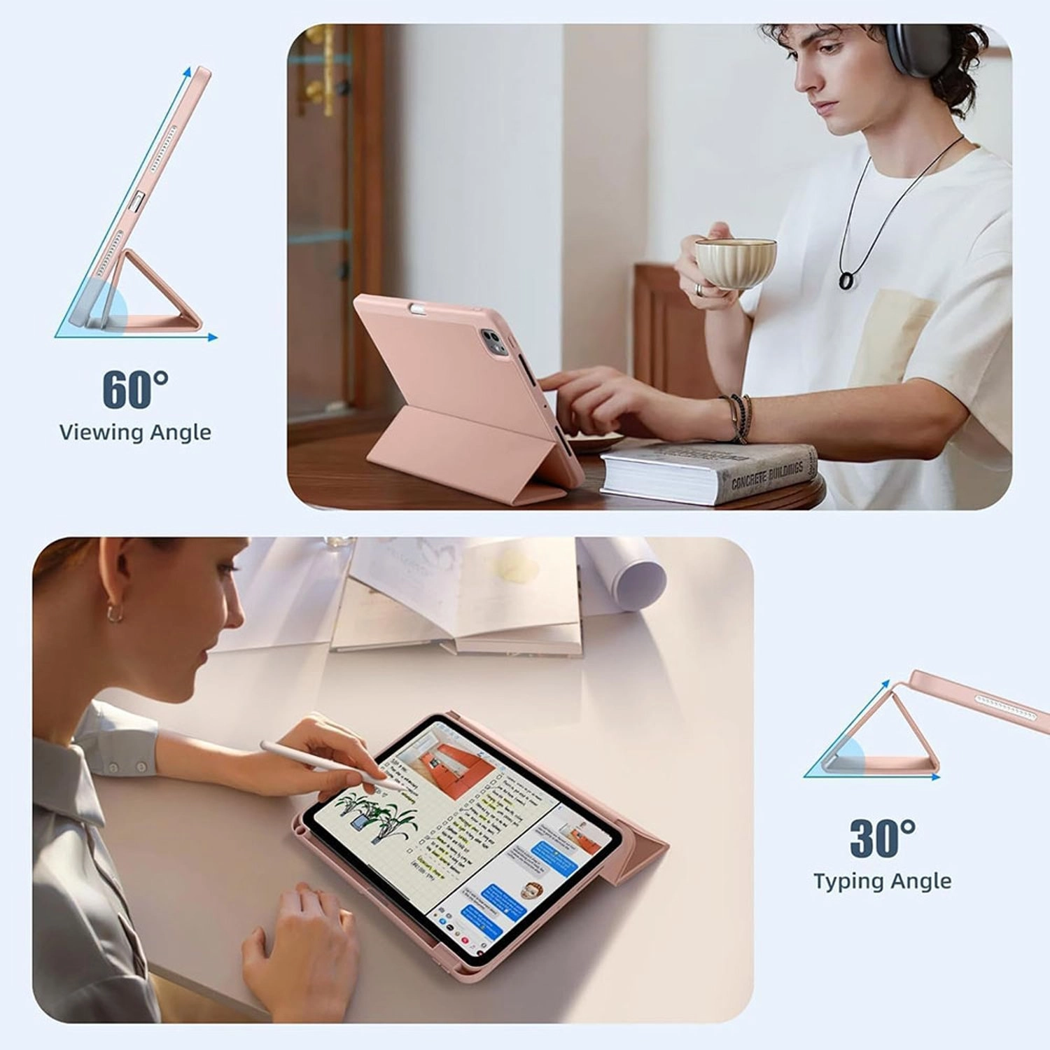 Tri-Fold Book Case with Pencil Holder for iPad Pro 11-inch (2024)