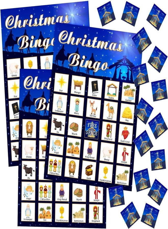 Skylety Religious Christmas Bingo Game - Nativity 24 Players
