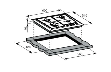 CRYSTAL 60 HBG6004010 Gas hob