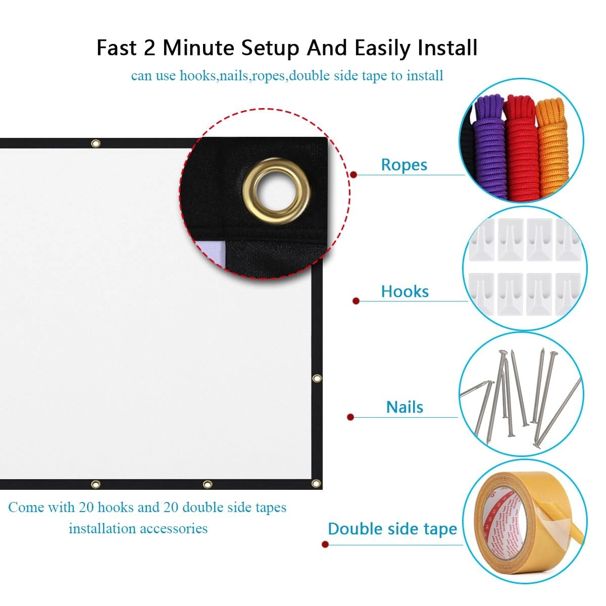 16:9 HD Foldable Anti-Crease Portable Projection Screen - Dual-Sided Portable
