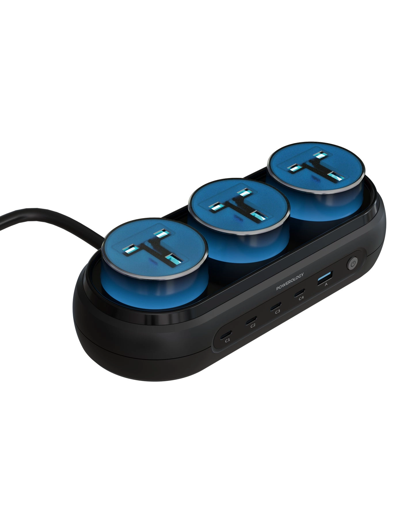 Powerology GaN Multi-Port Power Station - 160W 140W PD 1× USB-A 4× USB-C