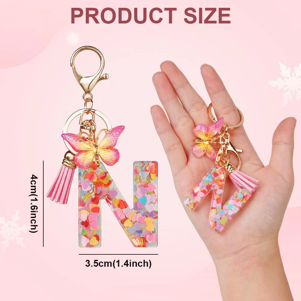 Initial Letter Keychain - Butterfly