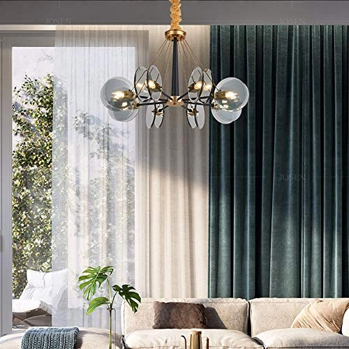 E14 Nordic Post-modern Creative Glass Chandelier - 8 head Soot cover