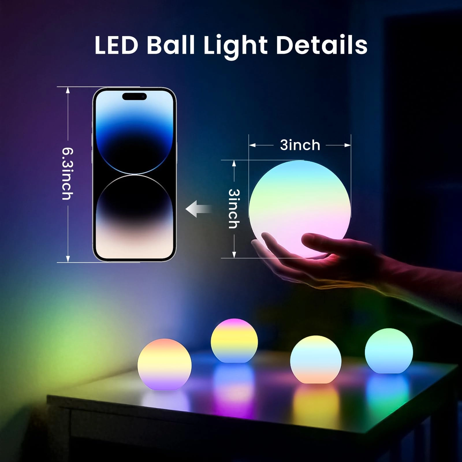 3inch - Floating Pool Lights Color Changing Rechargeable