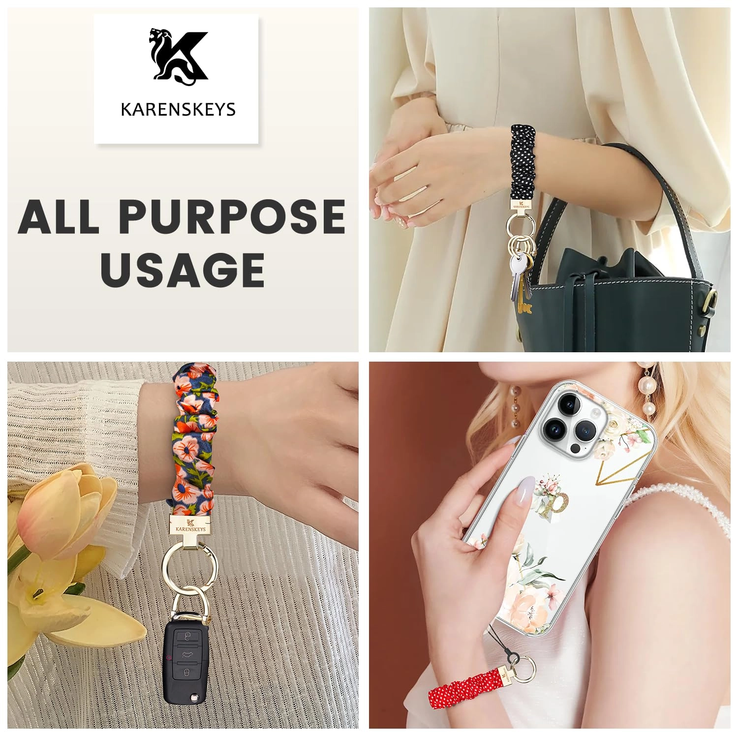 Scrunchie Keychain Wristlet - Colour