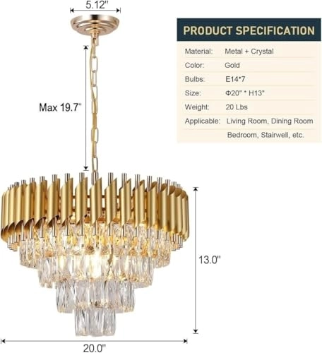 J0023-550 SQ - 550mm 4-Tier Chandelier
