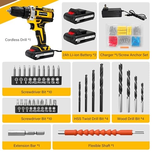 Cordless Drill Set - 2 x 2000mAh