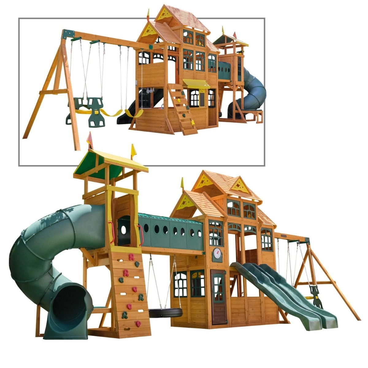 Bear Cave Lodge - Wooden Swing Set
