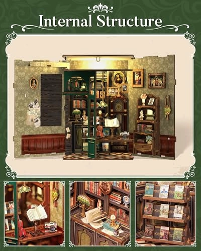 Owl Bookstore Miniature Library - 3D Wooden Puzzle LED Lights