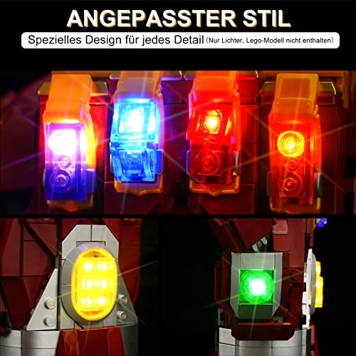 LED Light Kit - Plastic Marvel 1 for LEGO Iron Man Nano Gauntlet 76223